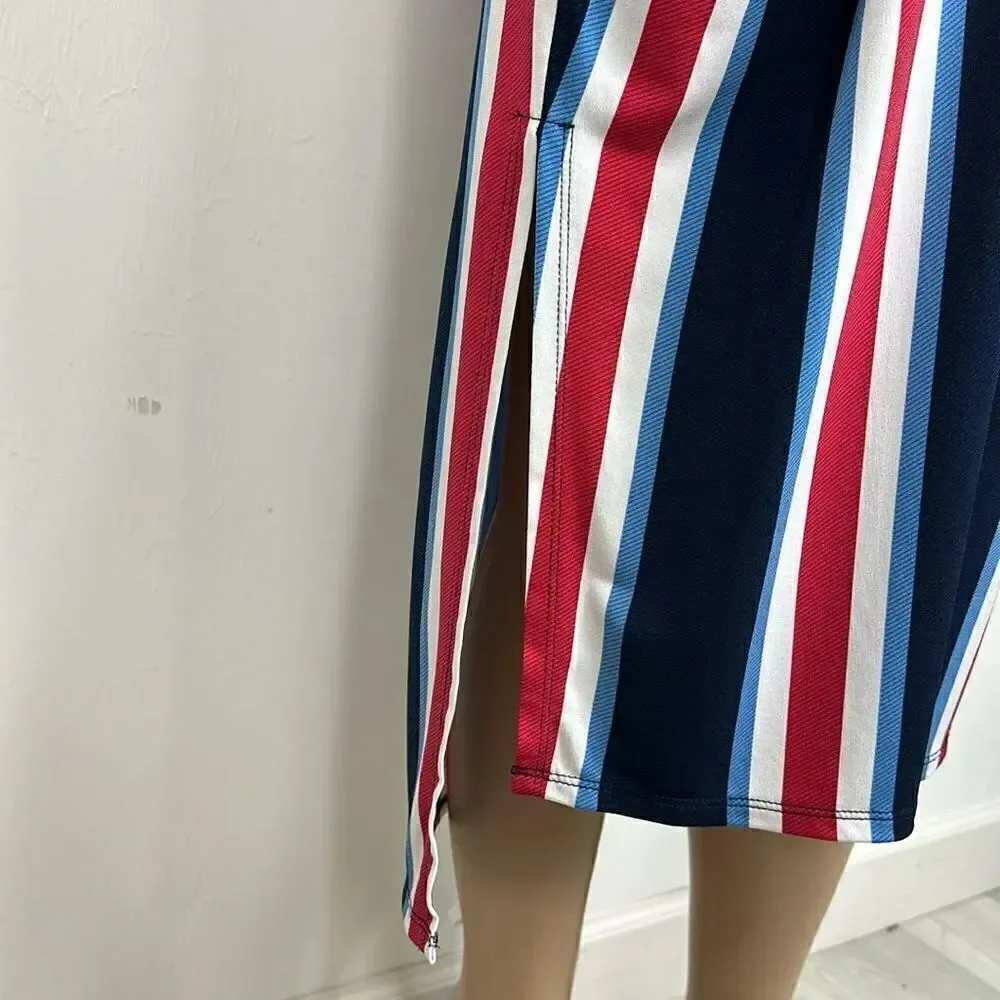 BCBGeneration Striped Sleeveless High-Low Midi Dress Size XS